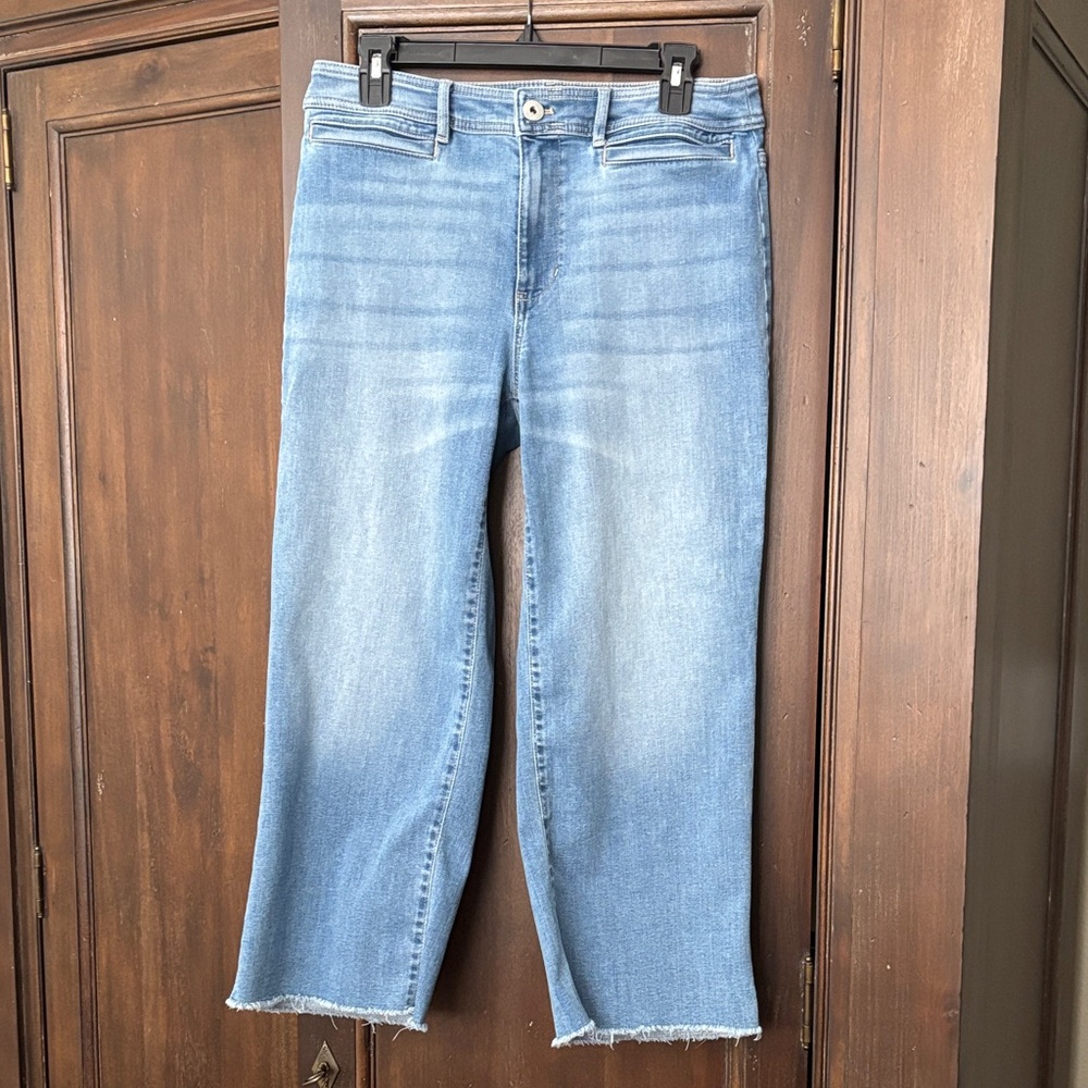 J.Jill Light Blue Cropped Fringe hem Women's Jeans 10p